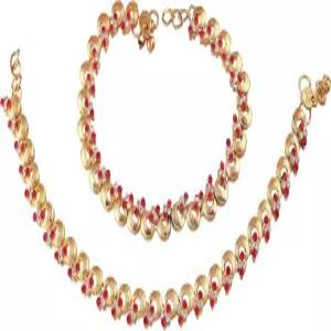 주얼스 18k 골드 도금 인디언 웨딩 볼리우드 스타일 스톤 발찌/여성용 유료 맨발 주얼리 (A024R)