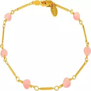 라이프타임 주얼리 여성 골드 발찌 핑크 하트 발목 팔찌 24k 리얼 도금