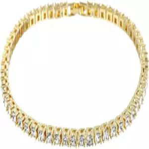 켈리스톰 14K 화이트 골드 도금 여성용 4mm 와이드 테니스 발찌 라인스톤 크리스탈 인레이 팔찌 발목