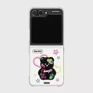 어프어프 비 해피 블랙 파코(Z플립-클리어하드) - MULTI113216