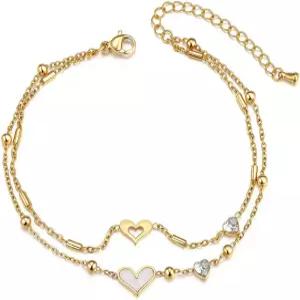 여성용 조비비 골드 발목 팔찌 18K 도금 볼 링크 체인 라이프 트리/화이트 쉘 크리스탈 하트 발찌 여름