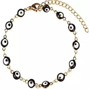 카이야오 럭키 이블 비즈 발찌 팔찌 14K 골드 실버 도금 링크 체인 보호 부적 여성 남성용 굿럭 여름 해변