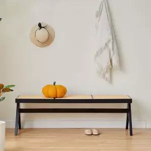 벤치 의자 대기 엔틱 원목 긴의자 라탄 인테리어 블랙