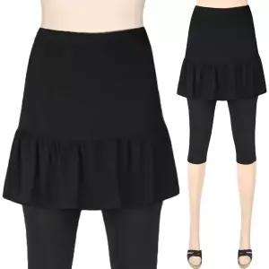 국산 여성 여름 쿨론 아이스 쿨 빅사이즈 큰사이즈 2XL 3XL 플레어 7부 주름 플리츠 스판 치마레깅스