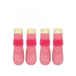 강아지 방수 양말 내마모성 빨간색 배기핏 중형 발목끈 신발, 양털 대용량 초소형 파우더