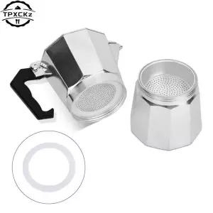 호환  실리콘 개스킷 3 개 및 스테인리스 스틸 필터 모카 포트 커피 병 교체 3 컵 6 컵 912 모카 익스프레