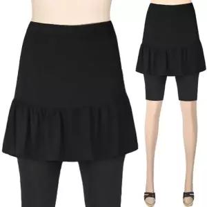 국산 여성 여름 쿨론 아이스 쿨 빅사이즈 큰사이즈 2XL 3XL 플레어 5부 주름 플리츠 스판 치마레깅스