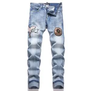 남성청바지 봄가을 슬림 스판 스키니 미드웨스트 자수 주니어 데님팬츠 심쿵돌직구