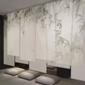 풍경 그림 롤 스크린 반투명 커튼 블라인드 리모컨