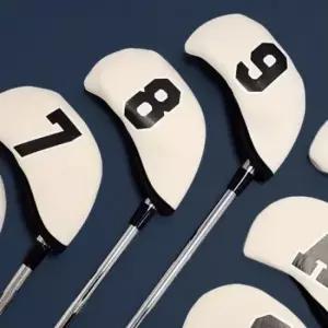 캐릭터골프채커버 깔끔넘버골프채커버 빅넘버 아이언 커버 화이트 10p