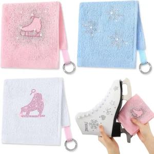 루미나 가든 3개 라인스톤 스 스케이트 피겨 스케이터를 위한 맞춤형 블링 타월 청소용 천 닦기 애호가