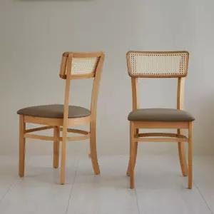 베스트리빙 민트 인테리어 카페 라탄 원목 식탁 의자 2개