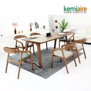티크로 6인 고무나무원목 식탁SET(의자형) KHD-662