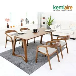 티크로 4인 고무나무원목 식탁SET(의자형) KHD-494