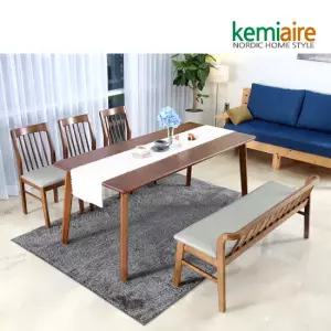 브레드 6인 고무나무원목 식탁SET(벤치형) KHD-671B