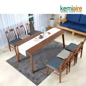 브레드 6인 고무나무원목 식탁SET(의자형) KHD-672