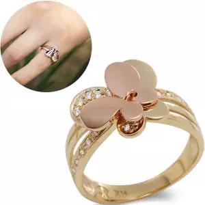 14K 18K 애끼링 더블 나비 딸랑이 애끼 반지 기념일 생일 선물