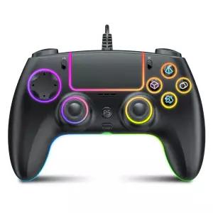 홀 효과 트리거가 있는 PS5/PS4 및 PC용 GUOC RGB 유선 컨트롤러 3.5mm 오디오 잭 튜브로/마크로 기능 지원