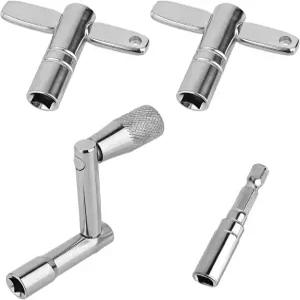 드럼 키 4개 세트 Z자형 드릴 비트 포함 및 보관함 어쿠스틱 전자 타악기 하드웨어 도구 필수 액세서리