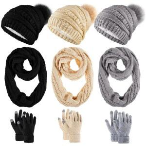 rsh 12개 겨울 비니 모자 스카프 여성 장갑 니트 이어머프 세트 서클 남성용