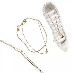 발목장식데코 외출시 뱀줄발찌 1p 써지컬스틸 체인발찌 소품점 안방 두줄체인디자인패션장식