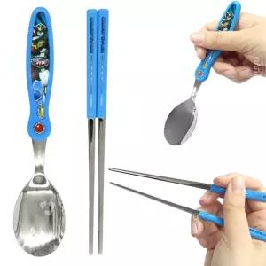 아동용젓가락질 어린이집 스푼젓가락 1세트 바른그립형 교구 유치원 안방 헬로카봇디자인수저세트