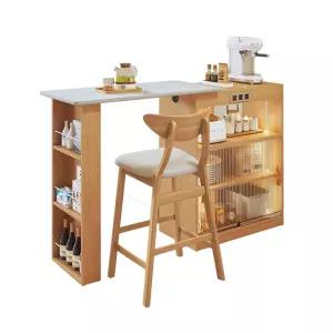 거실 우드 슬림 바캐비닛+접이식테이블원목 북유럽 인테리어 바덴