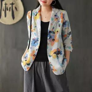 포뇨 여성용 빈티지 모시 재킷 루즈핏 디자인 OPH1