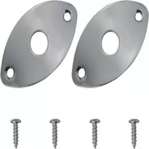 DGBRSM 2개입 기타 잭 소켓 플레이트 원형 금속 출력 커버 타원형 축구 스타일 베이스 우쿨렐레 밴조