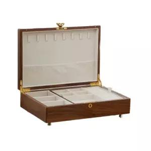 프리미엄 우드 와인더 원목 케이스 시계 귀걸이 보석함 블랙월넛 이중 대형 잠금 없음