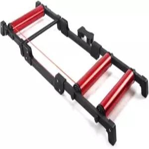 자전거 트레이너 스탠드 휴대용 롤러 조절 가능 접이식 실내 도로 운동용 빨간색