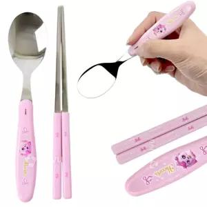 유치원 어린이집 아동용젓가락질 스푼젓가락 어린이수저세트 (1세트) x 10개세트 안방용 캐