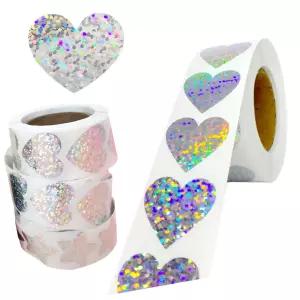 서재용 화방 다이어리꾸미기 홀로그램롤패치 하트데코라벨 1롤 x 10개세트 소품점용 멀티컬러