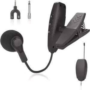 Amoper 무선 악기 마이크 UHF 클립 콘덴서 혼 트럼펫 클라리넷 색소폰 첼로 컴퓨터 휴대폰 스피커 음성