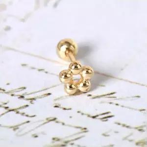 14K GOLD 볼 플라워 꽃 베이직 골드 금 피어싱
