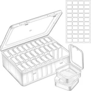 구슬 정리함 상자 20개의 작은 공예 및 보관 플라스틱 케이스 미니 투명 용기 힌지 뚜껑 DIY 보석을 만드는