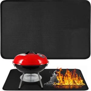 조리대 및 그릴 테이블용 SUNICO 내열 매트 야외 내화 소형 휴대용 히바치 피자 오븐 15x18x0.04인치 블랙