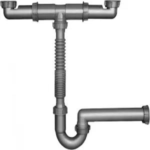 COLDDD 1-1/2인치 이중 주방 싱크대 배수관 키트 확장 가능하고 유연한 P-트랩 벽 콘센트 완성된 교체