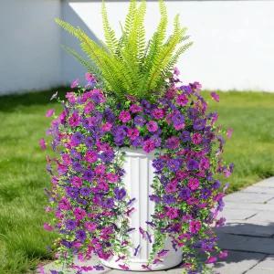 야외 봄 장식용 인공 가짜 매달린 꽃 식물 턴 펀스가 있는 3개의 PCS 인조 실크 데이지 가정용 실내 화분