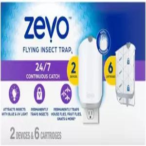 실내용 Zevo MAX 벌레잡이 및 파리잡이용 방충망 - 모든 방에서 사용 노-메쉬 폐기(장치 2개 카트리지 6개)