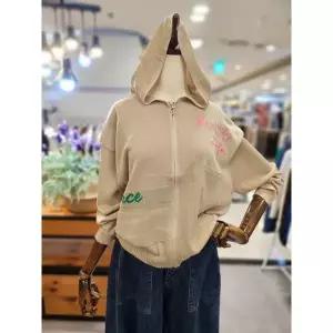 [하프클럽/스테파니]스테파니 세이브존01 펄 레터링 후드 집업 가디건 A26SW6206