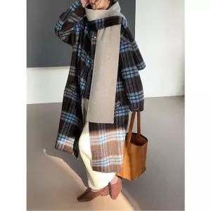 블랙팬서 고품격 울코트 리버시블코트 넥워머 여성코트 양면 체크 OPH1