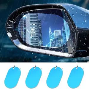 HEVLE 4PCS 자동차 백미러 필름 안개 방지 글레어 미러 HD 클리어 나노 코팅 방수 투명 보호 스티커 거울용