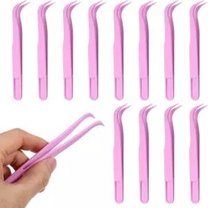 공예용 Ymapinc 12개 플라스틱 핀셋 구슬 집게 보석 제작용 아트 및 베이킹