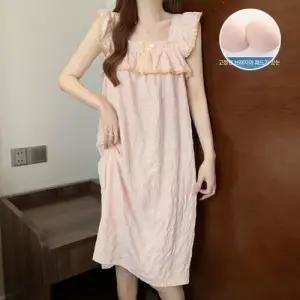 토르 여성용 스커트 여름 슬리브 편안소매 슬립 브라 잠옷 상큼솔리드 패드 OPH1