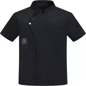 유니 셰프 코트 반팔 재킷 통기성 편안한 버튼 잠금 - 주방 레스토랑 호텔 유니폼