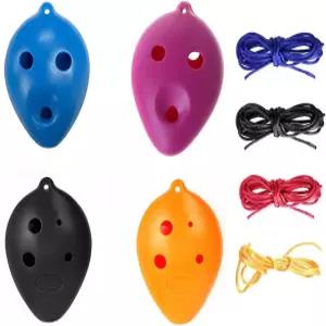 TUOREN 4pcs 플라스틱 오카리나 악기 6홀 소프라노 C 키 초보자를 위한 쉬운 색상 블랙 오랑 블루 퍼플