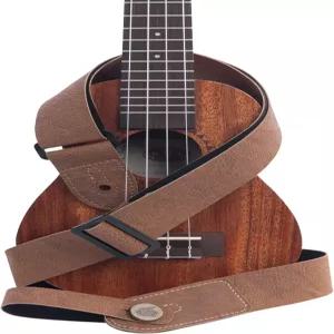 칼라 에코 우쿨렐레 스트랩 위스키 색상 지속 가능한 가죽 소재와 배스우드 백킹 편안함과 스타일에 맞게