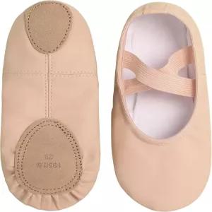 여자 PU 가죽 발레 플랫 발레리나 슬를 위한 링팅 댄스 슈즈 탄력 있는 끈이 달린