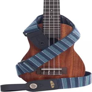 칼라 핸드메이드 우쿨렐레 스트랩 조절 가능한 31-55인치 브라질 내구성 있는 블루 스트라이프 패턴